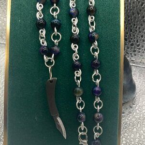 Witch B*tch Mutli Color Tigers Eye Pocket Knife Necklace